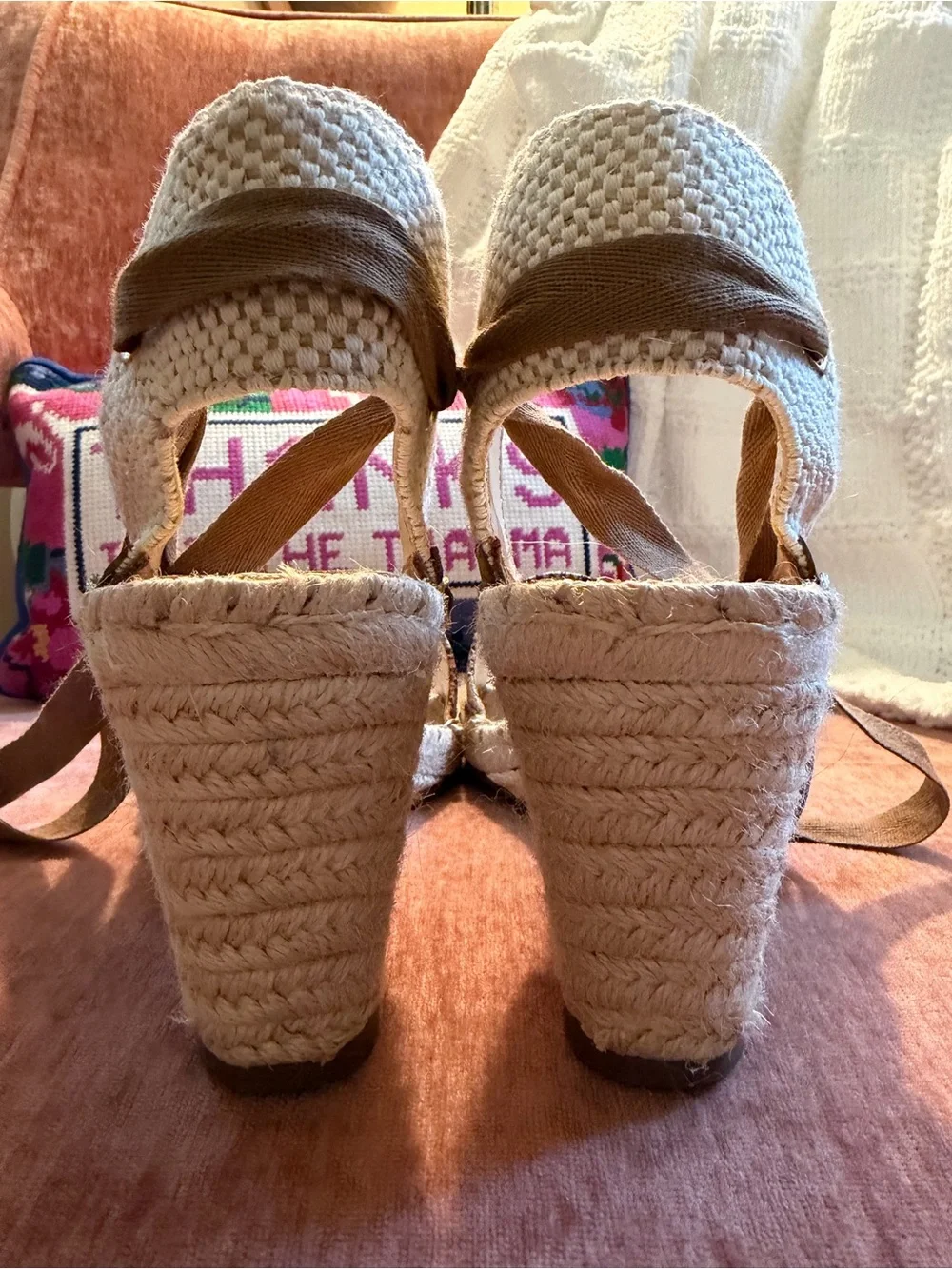 Vince Camuto “Levernta” Tan Espadrille Wedges with Neutral Snake Print 8.5